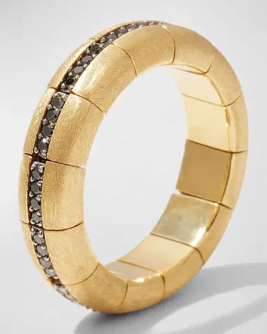 Roberto Demeglio Men 's Yellow Gold Matte Pura Black Diamond Eternity Ring | Thumbnail 3