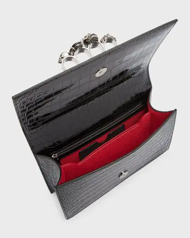 Alexander McQueen Shiny Croc-Embossed Jeweled Shoulder Bag | Thumbnail 3 Alexander McQueen Shiny Croc-Embossed Jeweled Shoulder Bag | Thumbnail 3