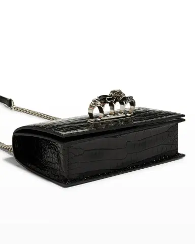 Alexander McQueen Shiny Croc-Embossed Jeweled Shoulder Bag | Thumbnail 7 Alexander McQueen Shiny Croc-Embossed Jeweled Shoulder Bag | Thumbnail 7
