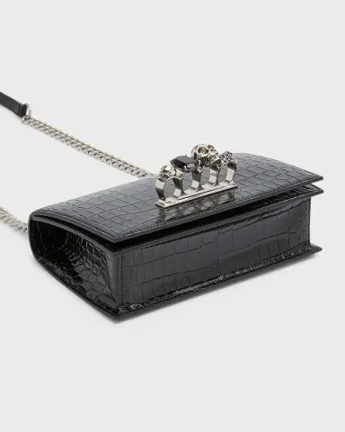 Alexander McQueen Shiny Croc-Embossed Jeweled Shoulder Bag | Thumbnail 8 Alexander McQueen Shiny Croc-Embossed Jeweled Shoulder Bag | Thumbnail 8