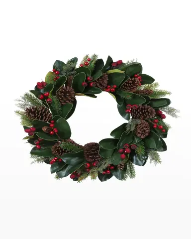 Winward Home Christmas Magnolia with Berry Cone Wreath | Thumbnail 2