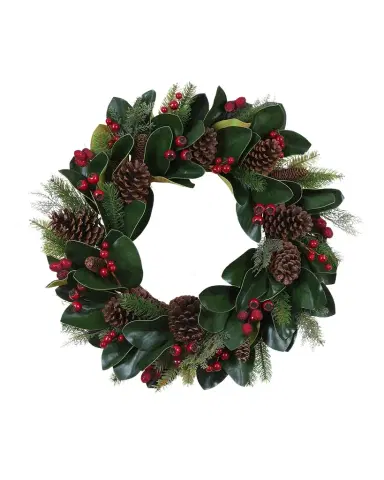 Winward Home Christmas Magnolia with Berry Cone Wreath | Thumbnail 1
