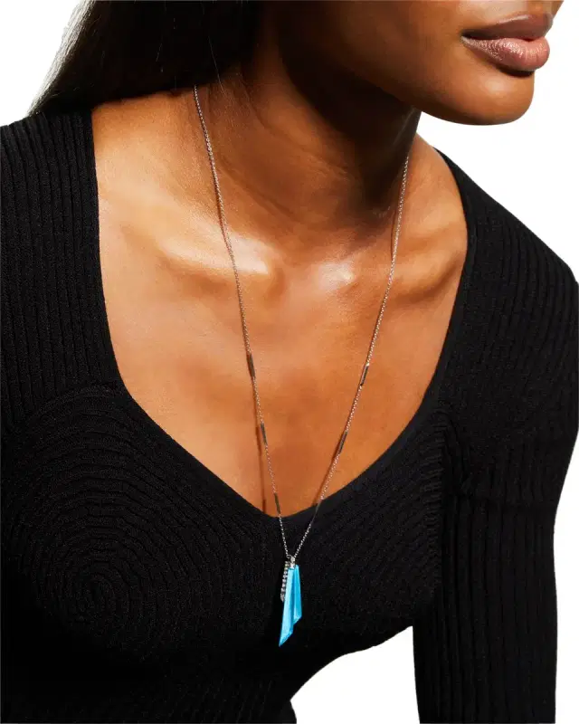 Shard Pendant Necklace with Turquoise Clear Quartz