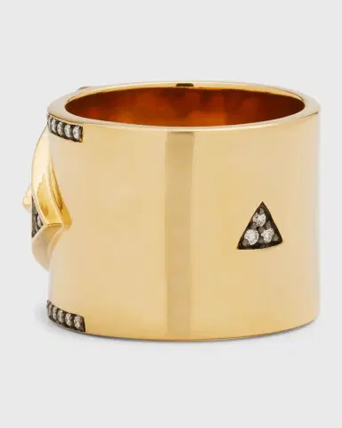 Harwell Godfrey 18K Yellow Gold Amina Cigar Band With Diamonds and Black Rhodium, Size 7 | Thumbnail 2