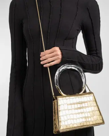 ALEXIS BITTAR Lucite Quad Croc-Embossed Top-Handle Bag | Thumbnail 4