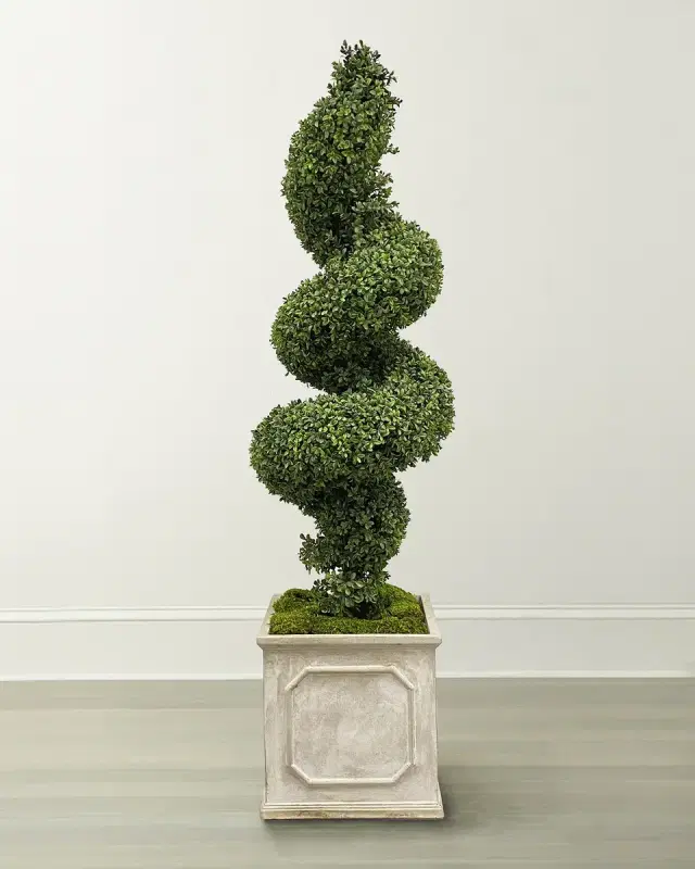 Winward Home Faux Boxwood Spiral Topiary Plant in Planter, 78"T