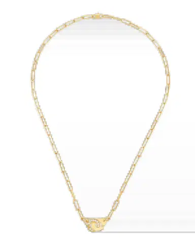 DINH VAN Yellow Gold Menottes R10 Medium Chain Necklace with 1 Side Diamond | Thumbnail 2