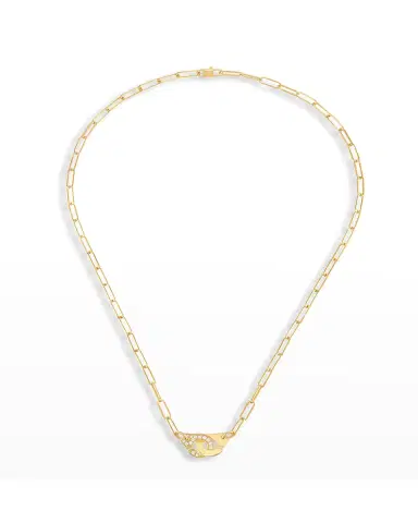 DINH VAN Yellow Gold Menottes R10 Medium Chain Necklace with 1 Side Diamond | Thumbnail 3