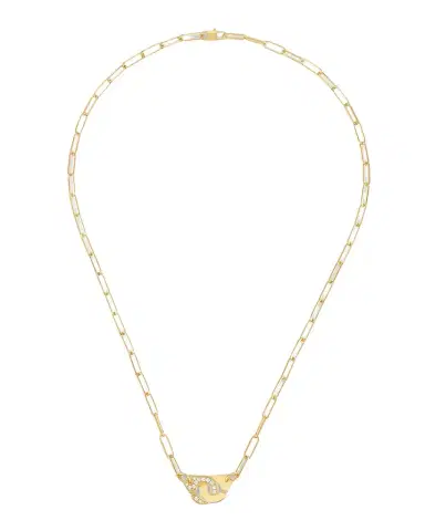 DINH VAN Yellow Gold Menottes R10 Medium Chain Necklace with 1 Side Diamond | Thumbnail 1