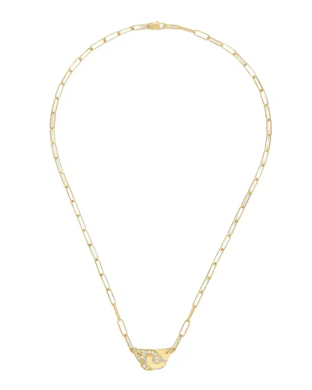Yellow Gold Menottes R10 Medium Chain Necklace with 1 Side Diamond
