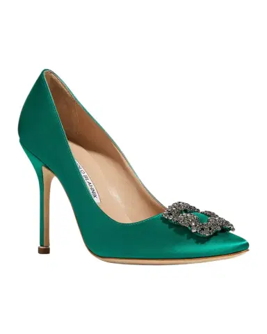 Manolo Blahnik Hangisi Satin Crystal-Buckle Pumps | Thumbnail 1