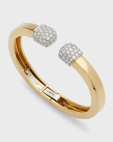 David Webb 18K Polished Gold Sugar Cube Bracelet w/ Diamonds | Thumbnail 2 David Webb 18K Polished Gold Sugar Cube Bracelet w/ Diamonds | Thumbnail 2