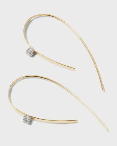 LANA 14K Gold Small Flat Forward Facing Hooked On Hoop Earrings with Diamonds | Thumbnail 4
