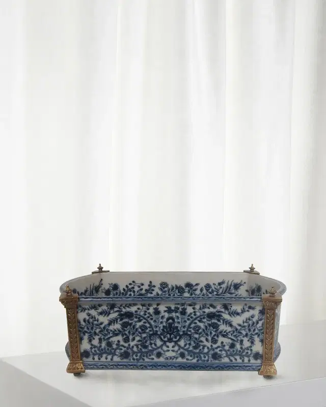 Winward Home Blue and White Planter