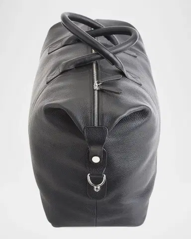 Royce New York Monogrammed Leather Duffel Bag with Suitcase Handle Strap | Thumbnail 3
