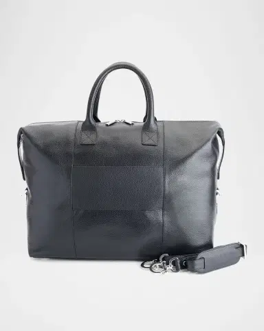 Royce New York Monogrammed Leather Duffel Bag with Suitcase Handle Strap | Thumbnail 4