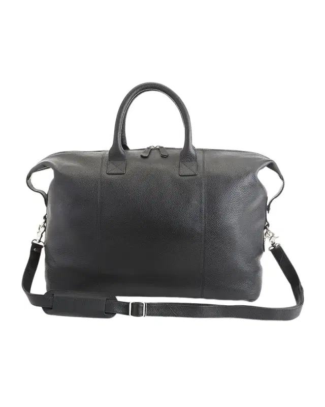 ROYCE New York Monogrammed Leather Duffel Bag with Suitcase Handle Strap