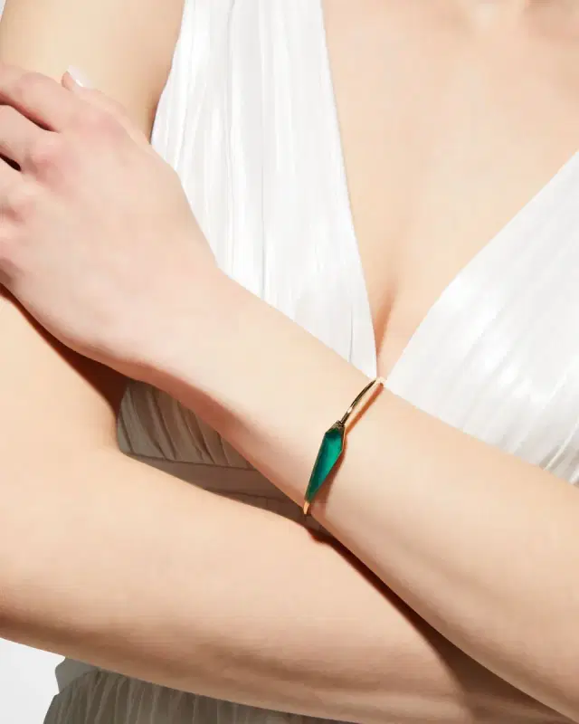Flexi Bracelet Set with Green Agate Clear Quartz