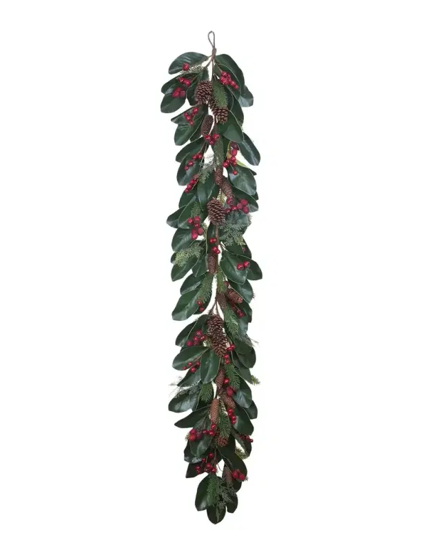 Winward Home Christmas Magnolia with Berry Cone Garland