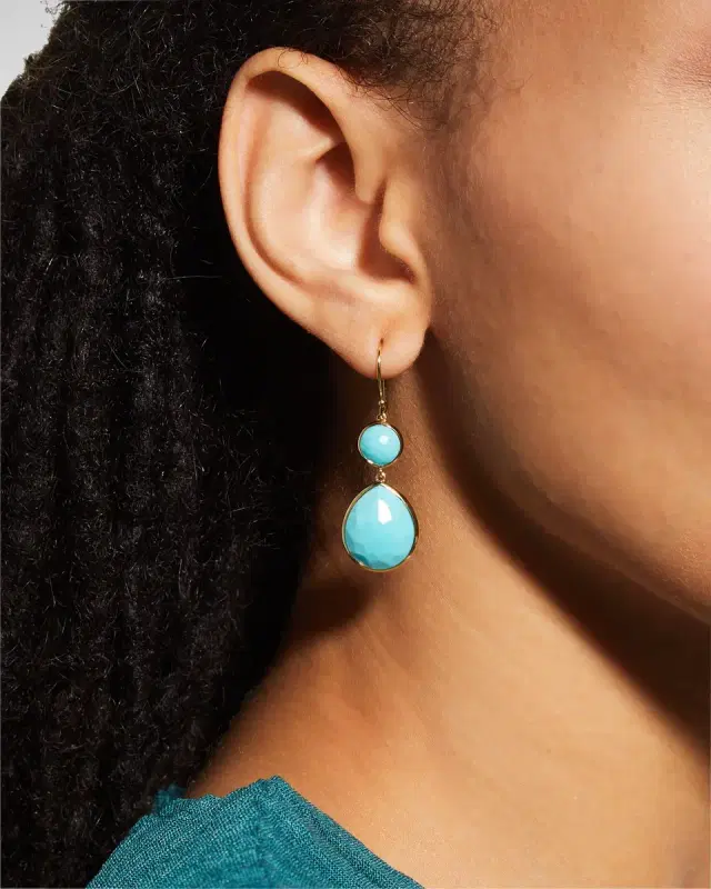 Rock Candy Snowman Teardrop Earrings in 18K Gold