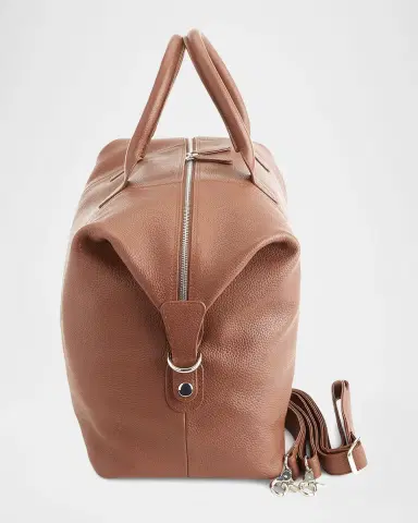 Royce New York Monogrammed Leather Duffel Bag with Suitcase Handle Strap | Thumbnail 3