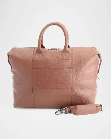 Royce New York Monogrammed Leather Duffel Bag with Suitcase Handle Strap | Thumbnail 4