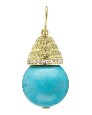 Jenna Blake Yellow Gold Turquoise Large Acorn Charm with Diamonds | Thumbnail 1
