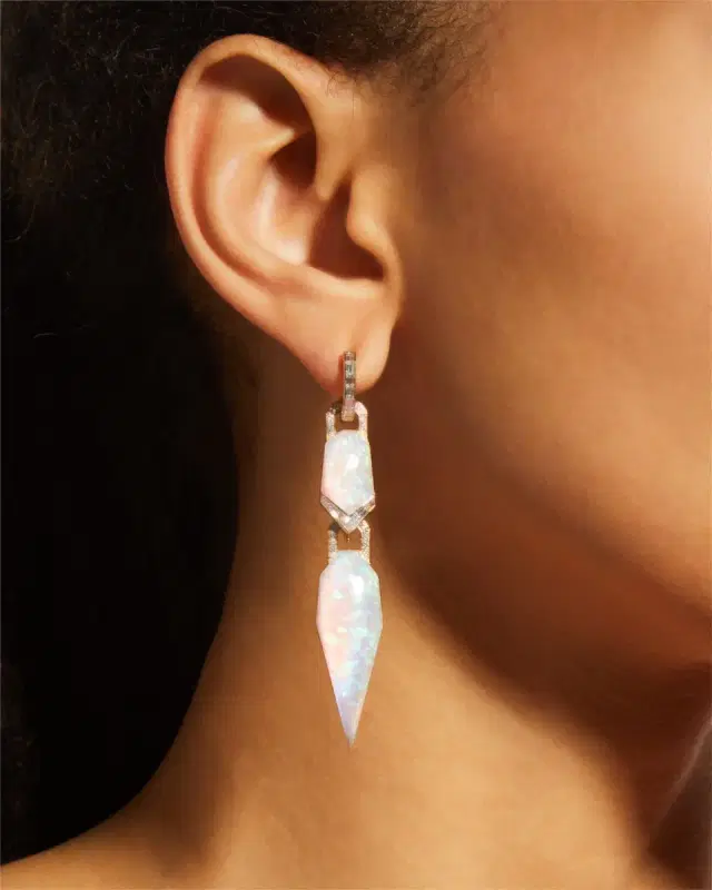 Multi-Way Earrings with White Opalescent Clear Quartz
