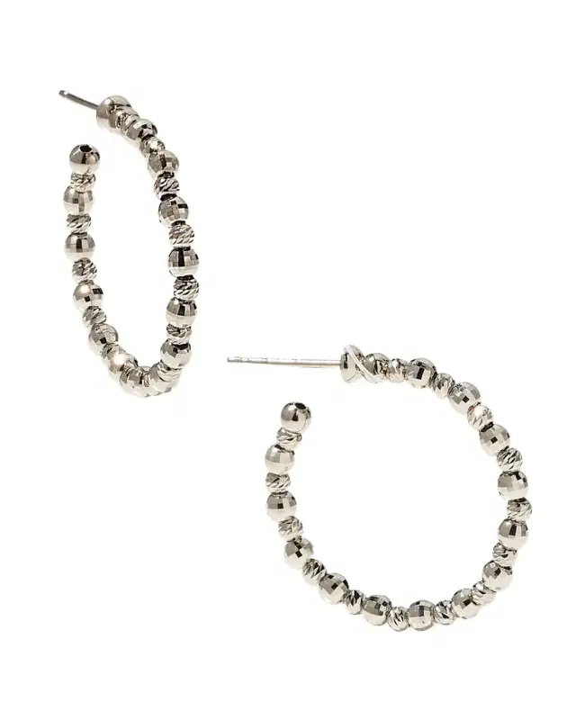 Platinum Small Hoop Earrings, 0.83"