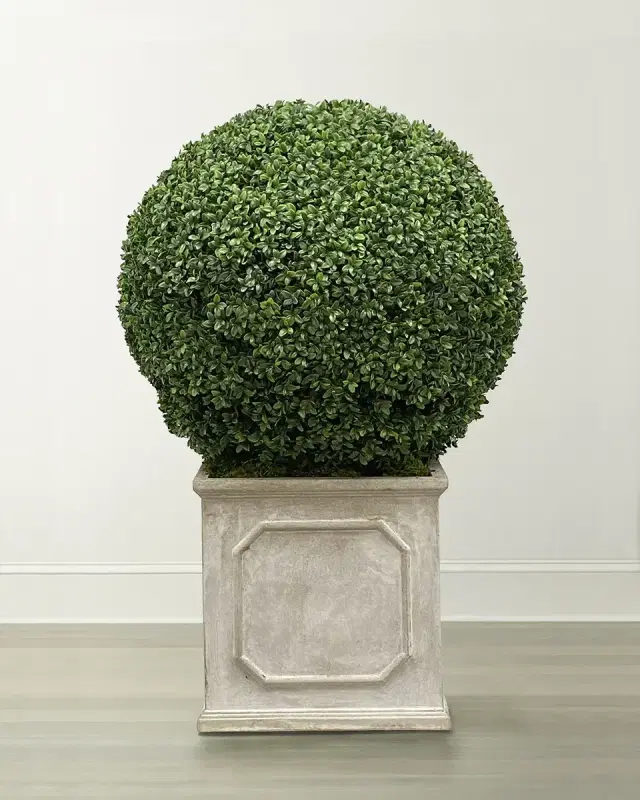 Winward Home Faux Boxwood Ball Topiary Plant in Planter, 36"T