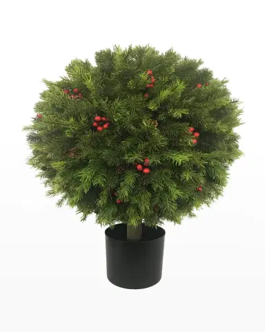 Winward Home Pine Berry Ball Topiary in Pot | Thumbnail 2