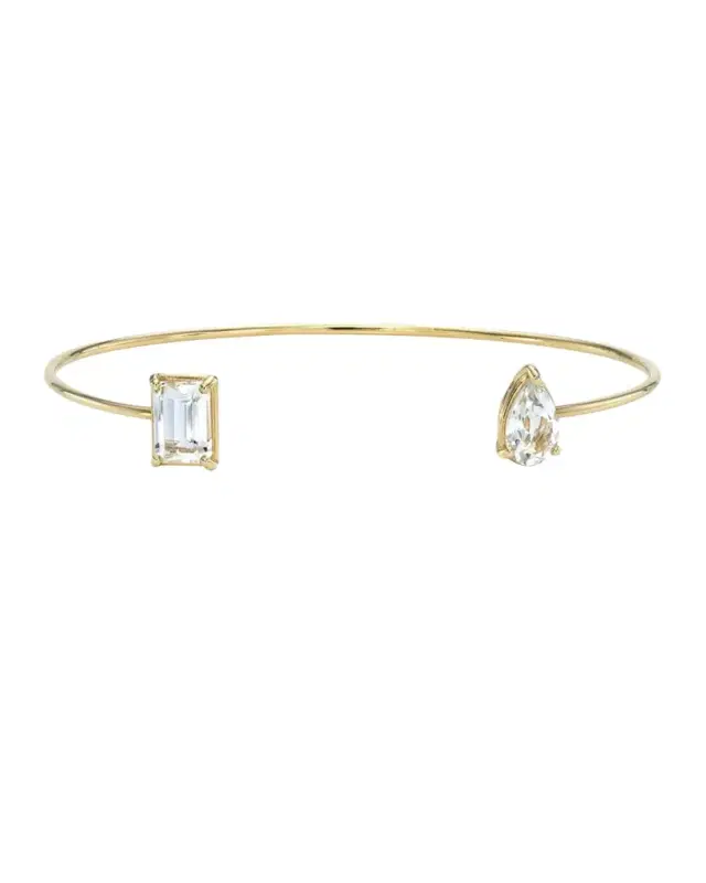 White Topaz Toi et Moi Cuff Bracelet