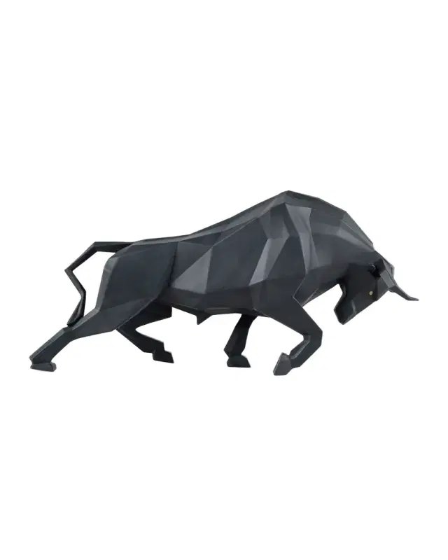 Lladro Bull Matte Black Sculpture