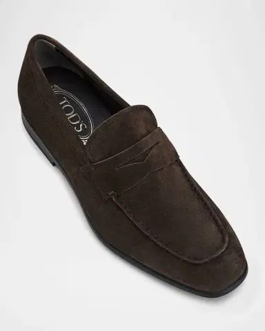 Tod's Men's Moccasino Suede Penny Loafers | Thumbnail 2