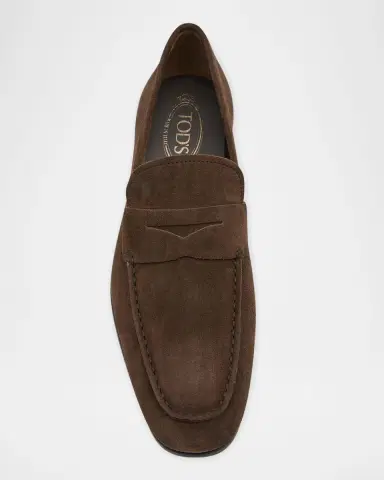 Tod's Men's Moccasino Suede Penny Loafers | Thumbnail 4