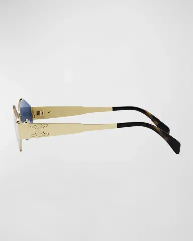 CELINE Triomphe Round Metal & Acetate Sunglasses | Thumbnail 3