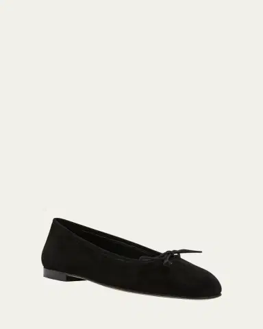 Manolo Blahnik Veralli Suede Bow Ballerina Flats | Thumbnail 3