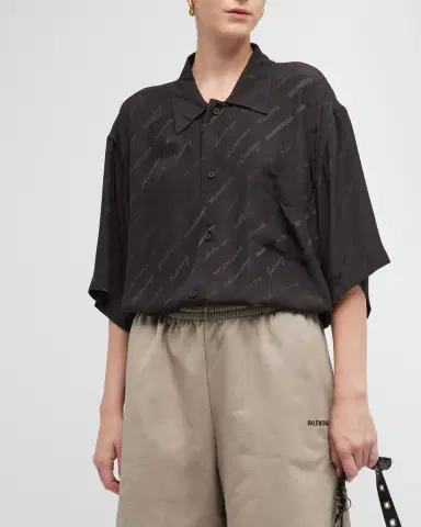 Balenciaga Button-Front Minimal Shirt with Lettering Details | Thumbnail 3