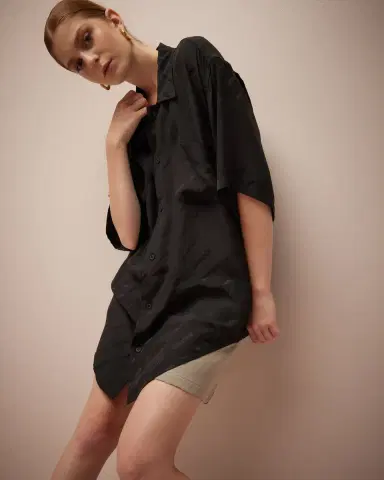 Balenciaga Button-Front Minimal Shirt with Lettering Details | Thumbnail 4