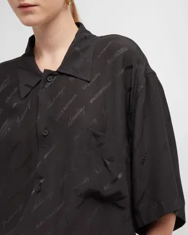 Balenciaga Button-Front Minimal Shirt with Lettering Details | Thumbnail 5