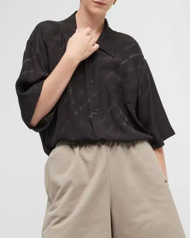 Balenciaga Button-Front Minimal Shirt with Lettering Details | Thumbnail 7