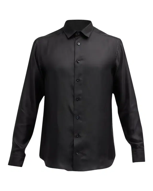 Men 's Slim-Fit Silk Dress Shirt