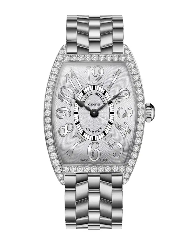 Franck Muller Stainless Steel Cintree Curvex Diamond Watch with Bracelet Strap