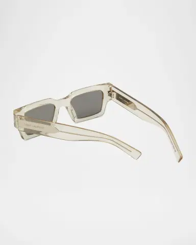 Saint Laurent Men's Rectangle Acetate Sunglasses with Logo | Thumbnail 2