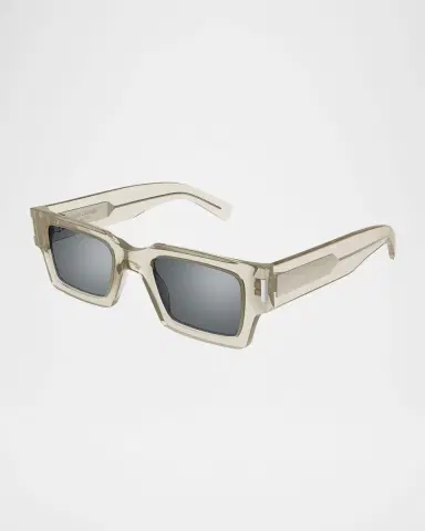 Saint Laurent Men's Rectangle Acetate Sunglasses with Logo | Thumbnail 3