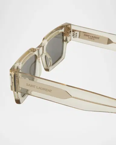 Saint Laurent Men's Rectangle Acetate Sunglasses with Logo | Thumbnail 4