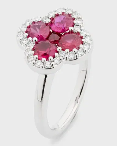 Neiman Marcus Diamonds 18K Ruby and Diamond Flower Ring, Size 6.75, 2.31tcw | Thumbnail 2