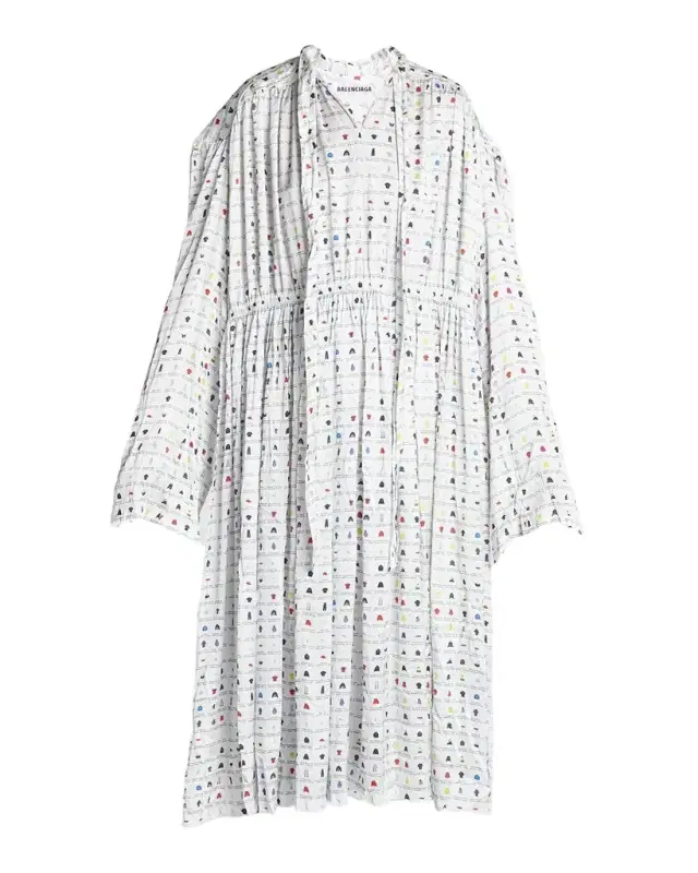 Collection JPEG-Print Oversized Satin Midi Dress
