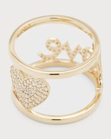 Sydney Evan Diamond Pave Large Love Double Band Ring, Size 7 | Thumbnail 4