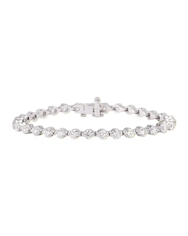 18K White Gold Round Diamond Tennis Bracelet, 8.37tcw, 7"L